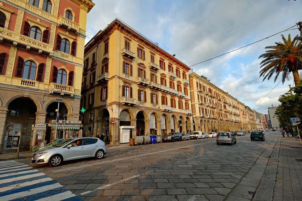 Cagliari map roads art