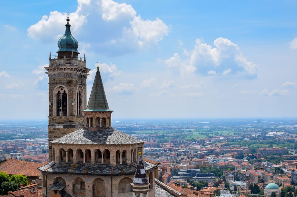 Bergamo map roads art